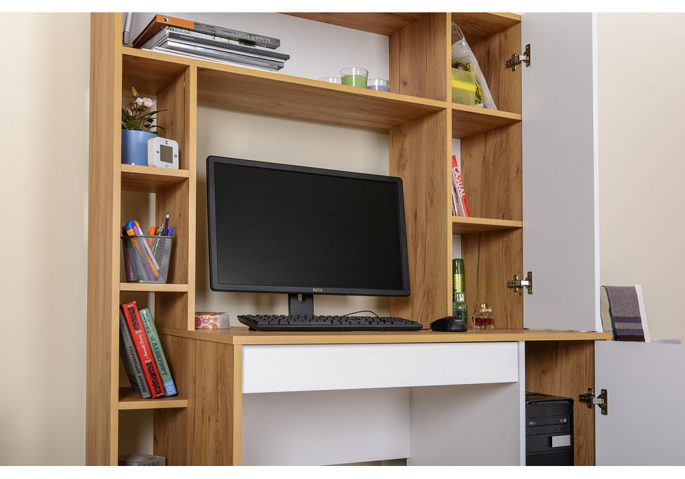 Письменный стол Комфорт 12.71 дуб золотой craft / белая аляска