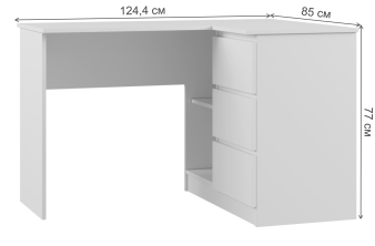 Компьютерный стол КСТ-14Л 140х123,5х182,8 белый левый