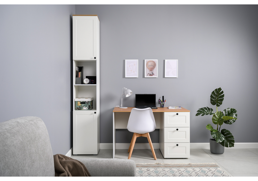 Письменный стол Опра белый шагрень / дуб золотой craft