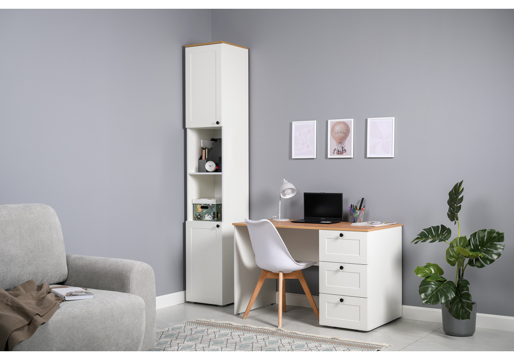 Письменный стол Опра белый шагрень / дуб золотой craft