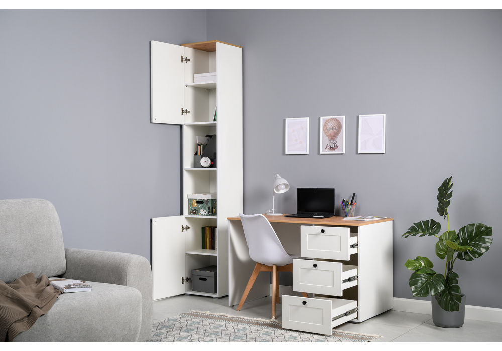 Письменный стол Опра белый шагрень / дуб золотой craft