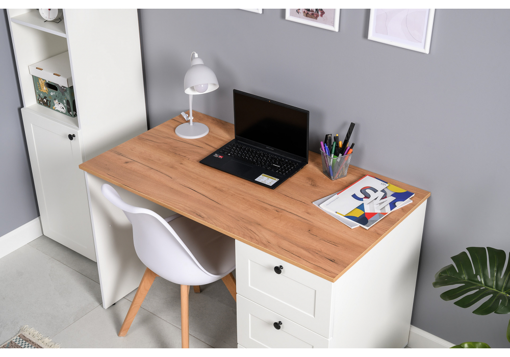 Письменный стол Опра белый шагрень / дуб золотой craft