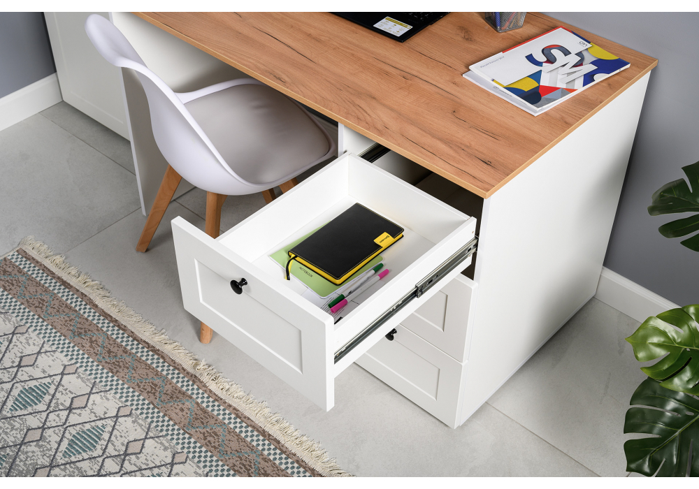 Письменный стол Опра белый шагрень / дуб золотой craft