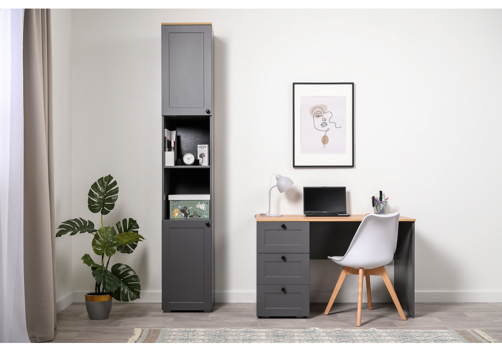 Письменный стол Опра серый графит / дуб золотой craft