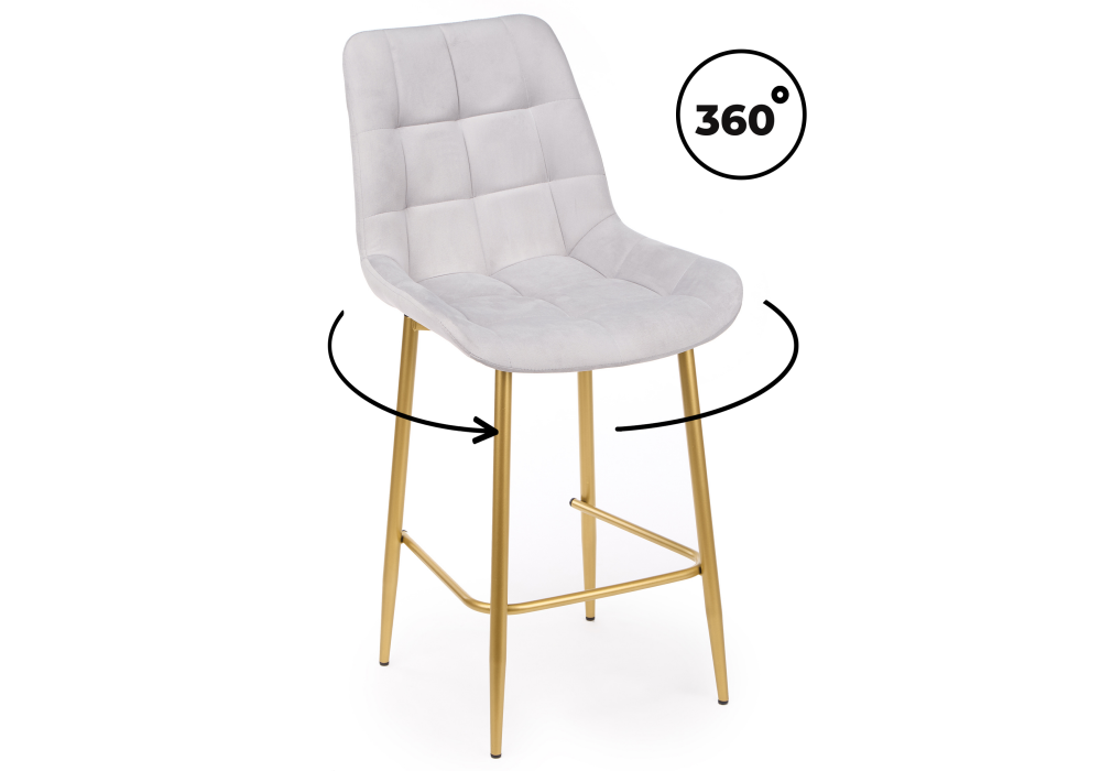 Полубарный стул Челси 360 светло-серый (zd 960) / золотой