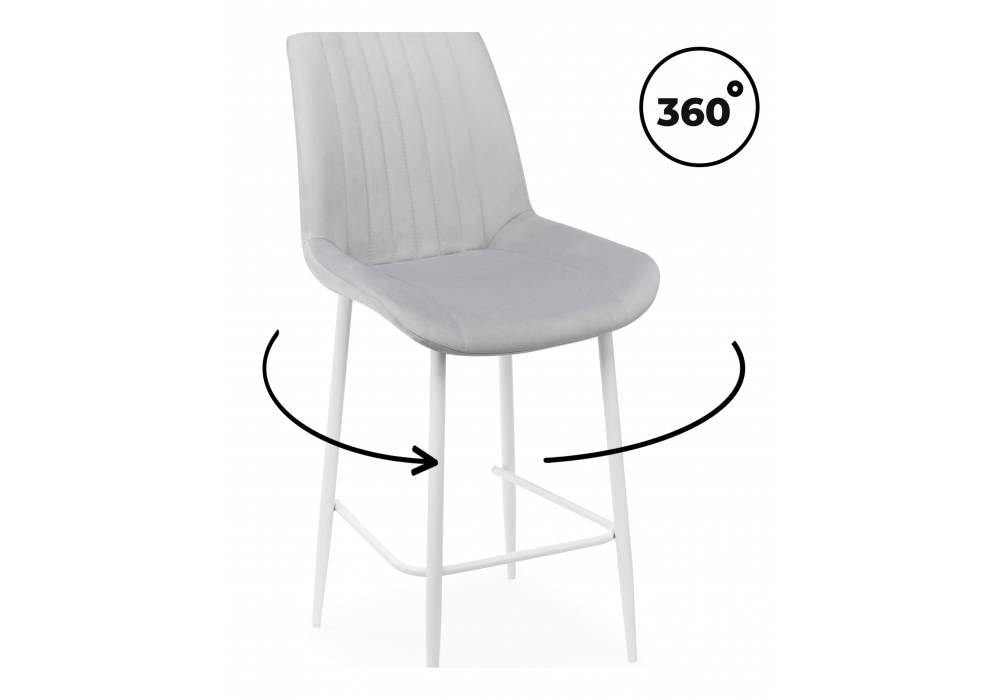 Полубарный стул Седа 360 светло-серый (zd 960) / белый