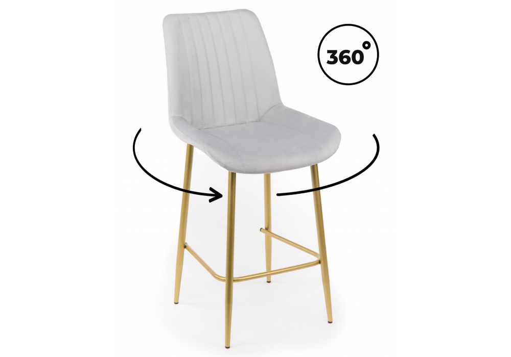 Полубарный стул Седа 360 светло-серый (zd 960) / золотой