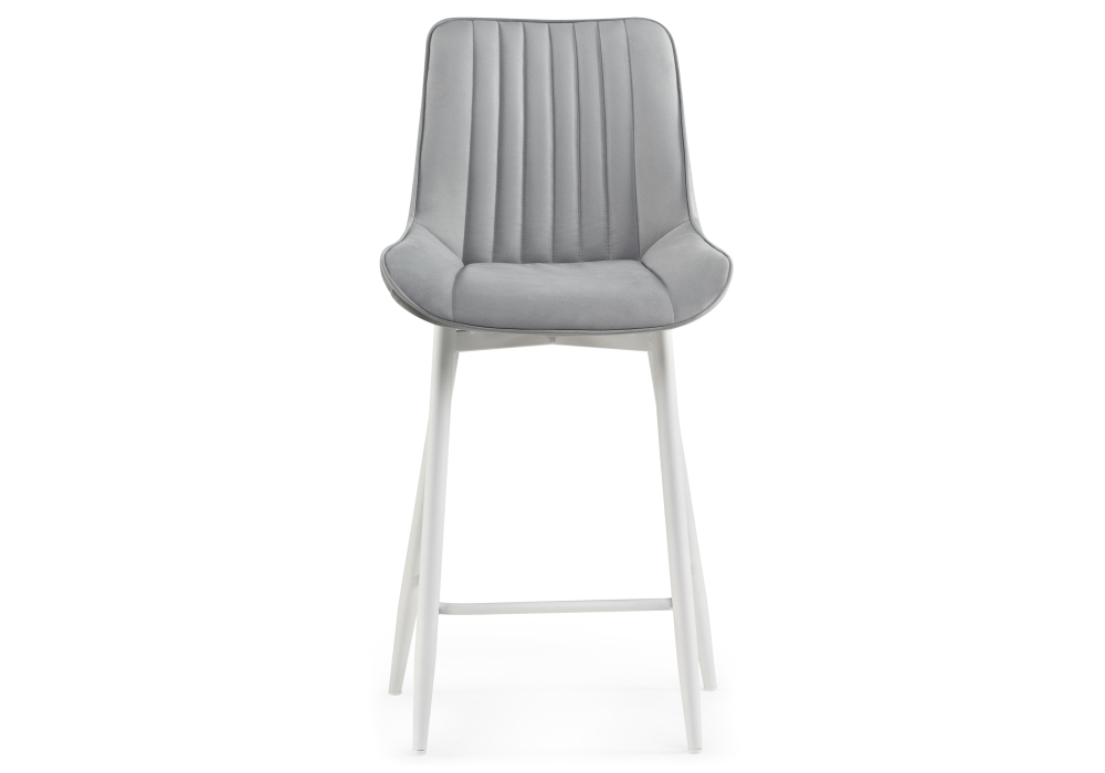 Полубарный стул Седа велюр светло-серый / белый