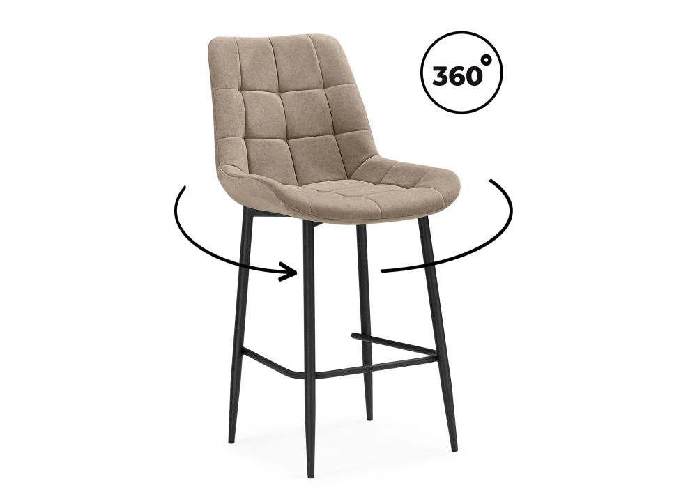 Полубарный стул Стронг вращающийся латте велютто 08 / черный каркас