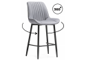 Полубарный стул Вейв вращающийся светло-серый velutto 52 / черный каркас