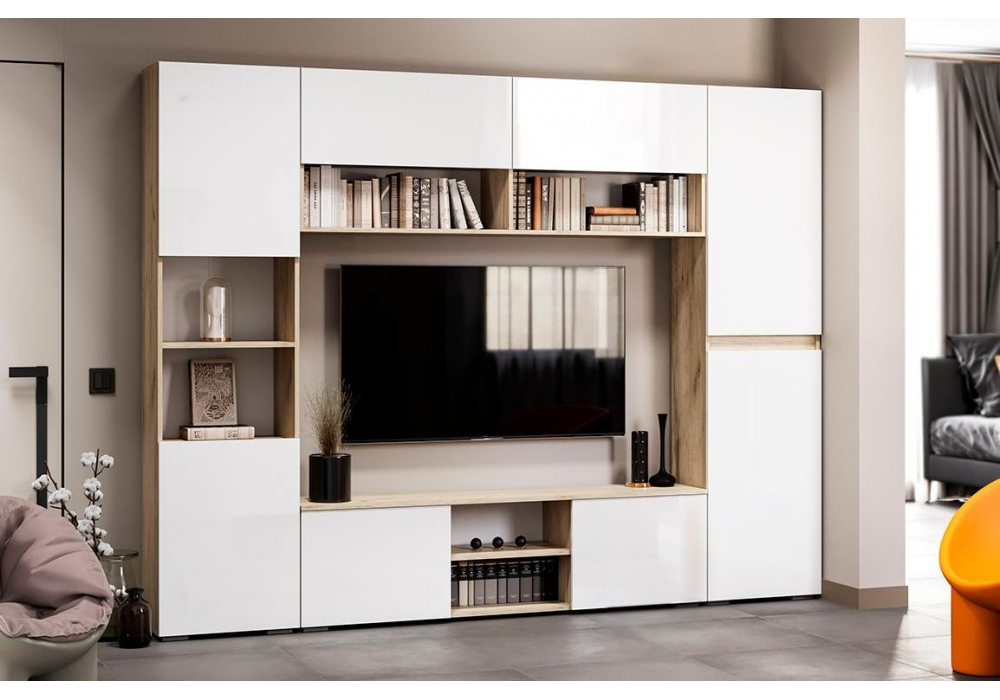 Шкаф Алетра П-500 дуб крафт серый / глянец белый