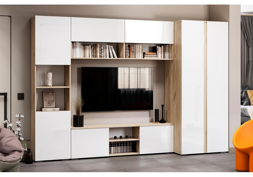 Шкаф Алетра ШК-800 дуб крафт серый / глянец белый