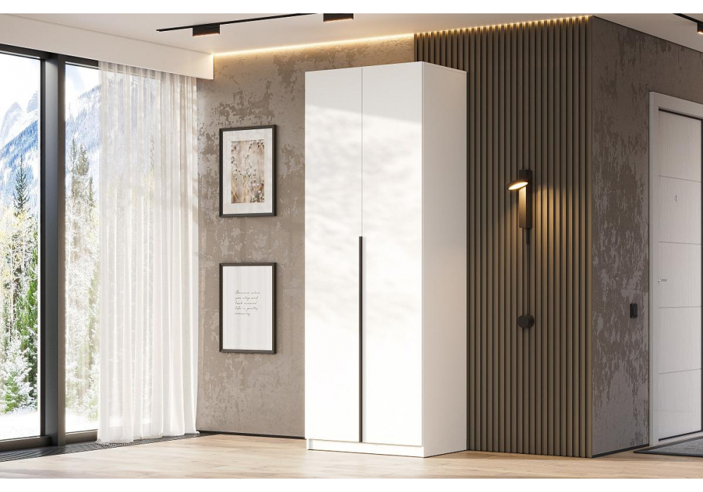 Шкаф Даиго двухстворчатый белый текстурный