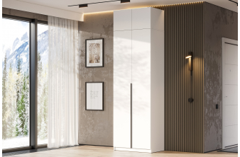 Шкаф Даиго с антресолью белый текстурный комплектация 1