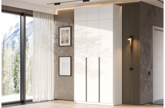 Шкаф Даиго с антресолью белый текстурный комплектация 2