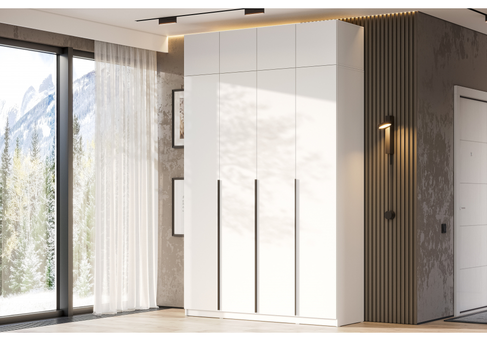 Шкаф Даиго с антресолью белый текстурный комплектация 3