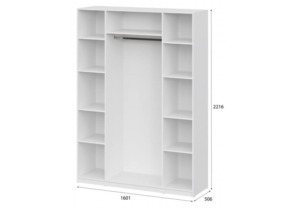 Шкаф Даиго с антресолью белый текстурный комплектация 3