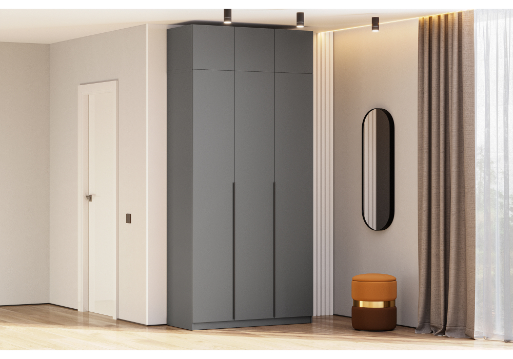 Шкаф Даиго с антресолью графит серый комплектация 2