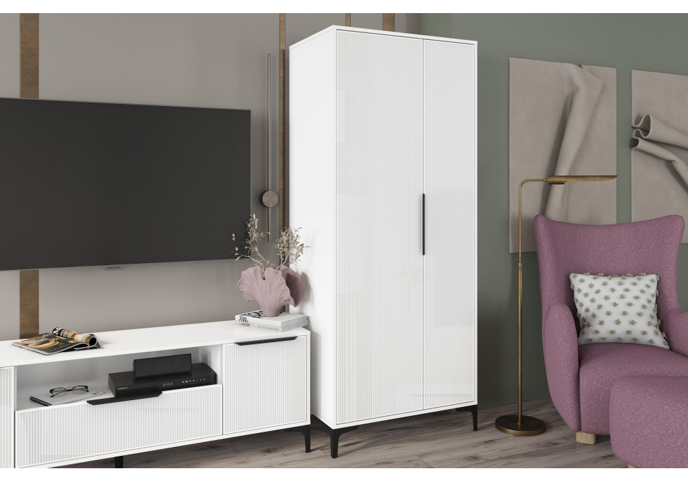 Шкаф Иадама двухстворчатый белый / белый глянец