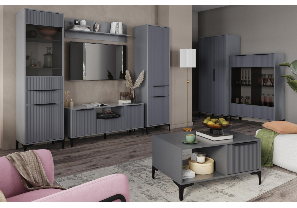 Шкаф Иадама двухстворчатый графит / графит софт