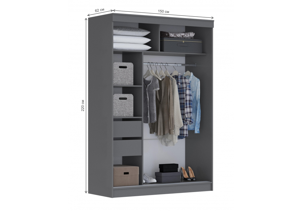 Шкаф-купе Айвор 1,5 м графит
