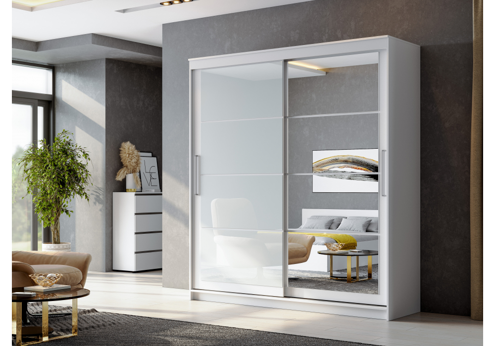 Шкаф-купе Лайн 2 белый текстурный