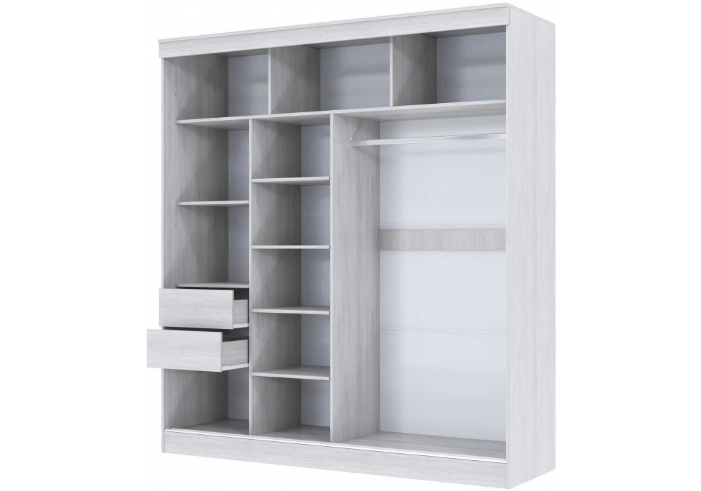 Шкаф-купе Москана-2 2 м анкор светлый / зеркало / лакобель белый