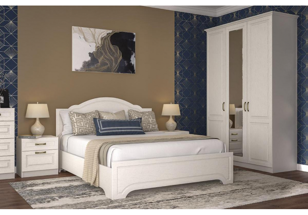 Шкаф Ливерпуль с зеркалом белый / ясень ваниль