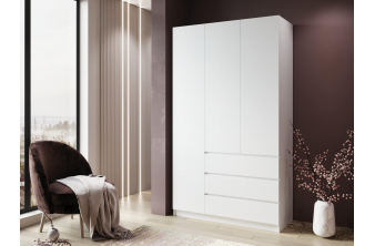 Шкаф трехстворчатый Валенсия белый текстурный