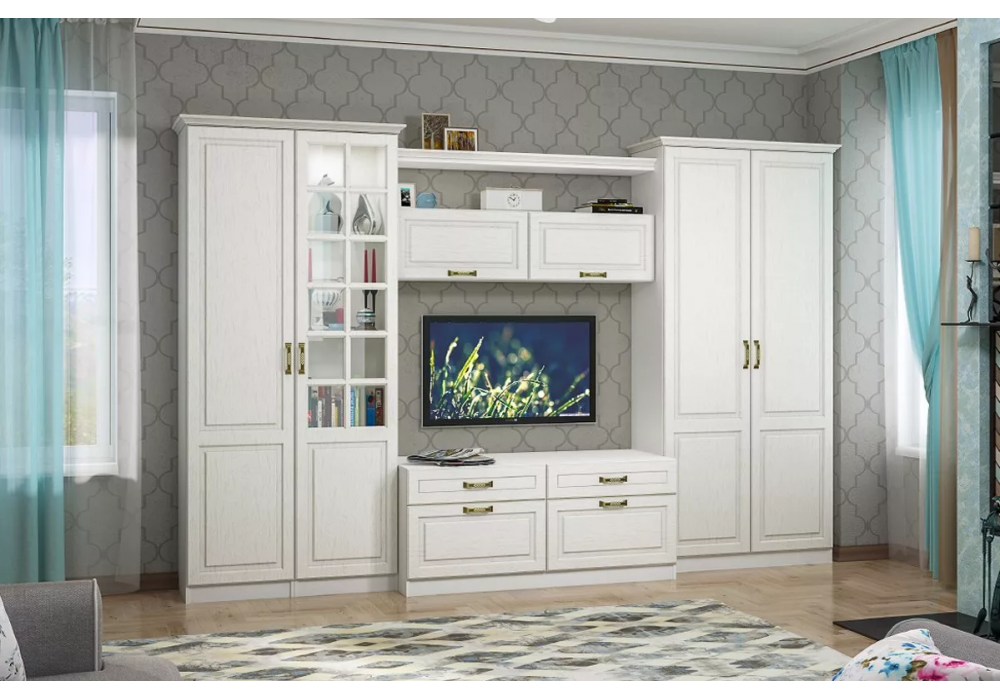 Шкаф-пенал Ливерпуль белый / ясень ваниль