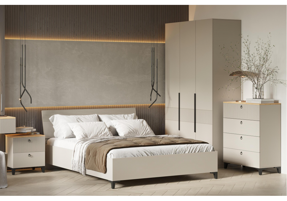 Шкаф трехстворчатый Ника бежевый мат-05 / кашемир