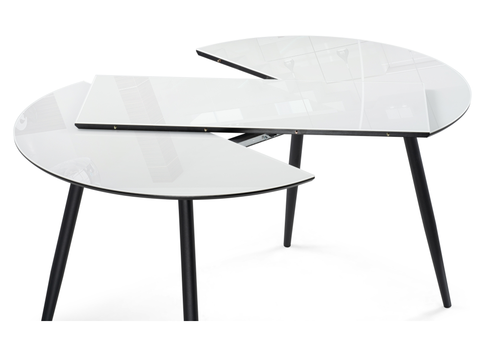 Стеклянный стол Абилин 100(140)х76 ультра белое стекло / черный / черный матовый