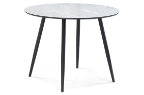 Стеклянный стол Абилин 100(140)х76 ультра белое стекло / черный / черный матовый