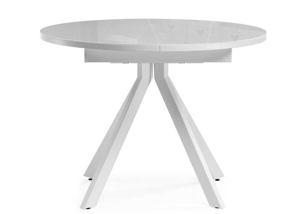 Стеклянный стол Ален 100(140)х100х75 ультра белое стекло / белый
