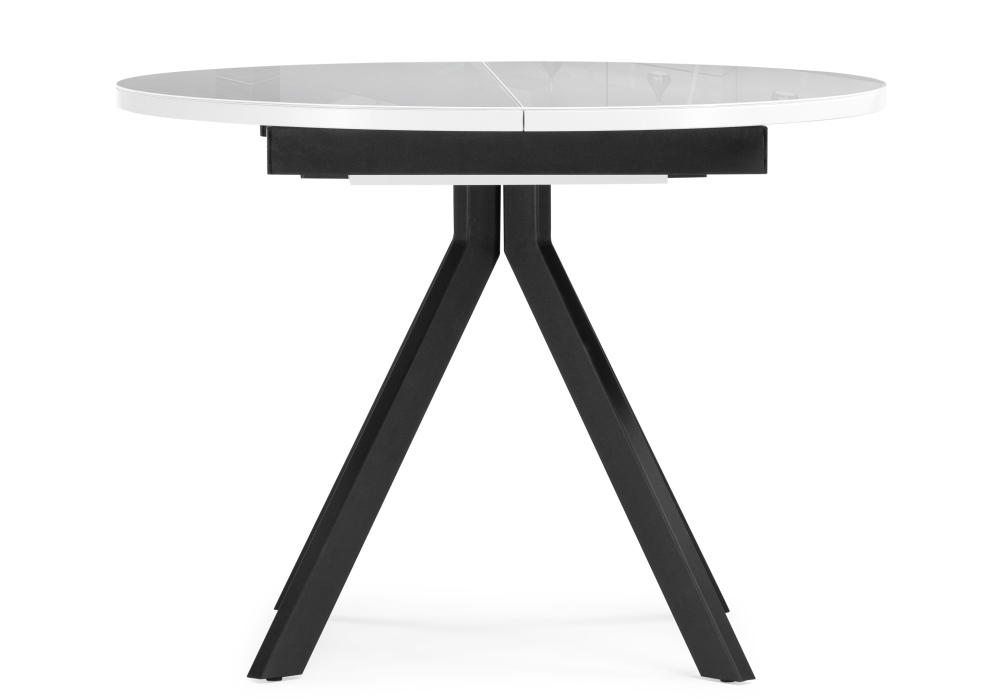 Стеклянный стол Ален 100(140)х100х74 ультра белое стекло / черный