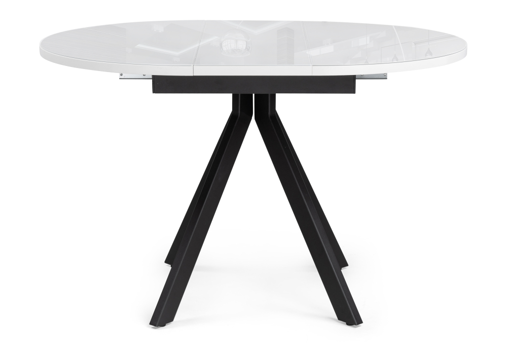 Стеклянный стол Ален 90(120)х90х77 белый / черный