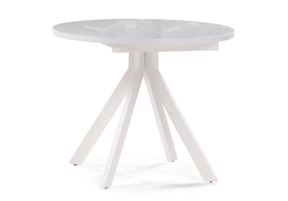 Стеклянный стол Ален 90(120)х90х75 белый