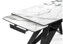 Стеклянный стол Блэкберн 140(200)х80х75 белый мрамор / черный