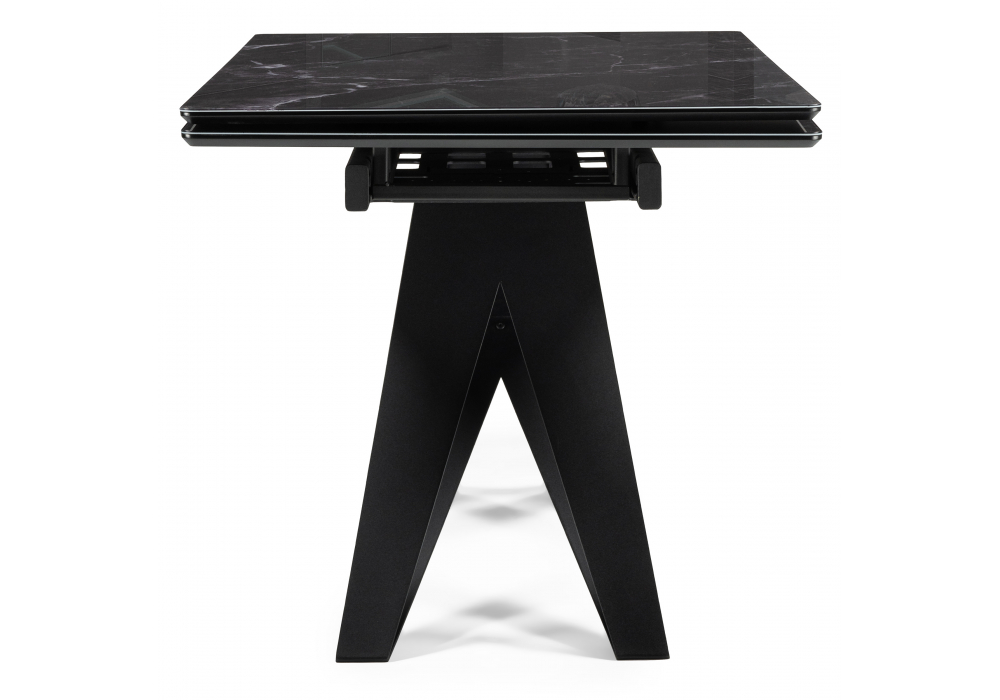 Стеклянный стол Блэкберн 140(200)х80 черный мрамор / черный