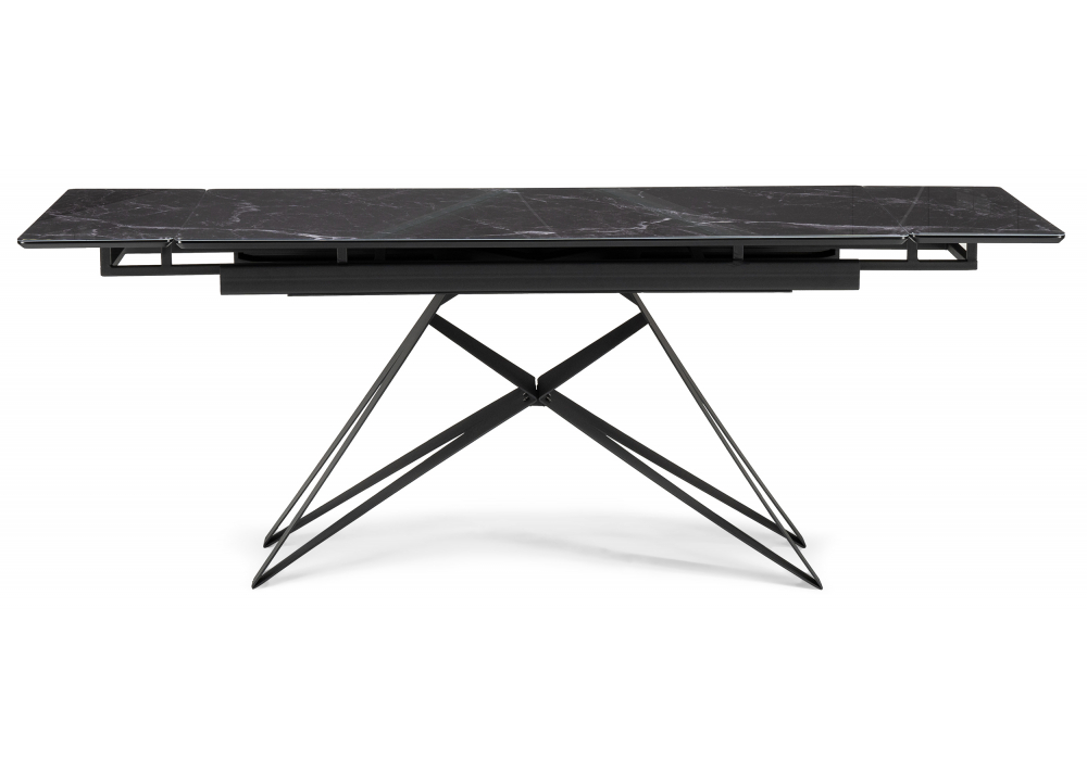 Стеклянный стол Блэкберн 140(200)х80 черный мрамор / черный