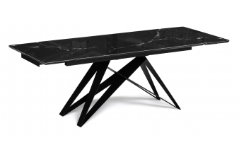 Стеклянный стол Блэкберн 160(220)х90 черный мрамор / черный