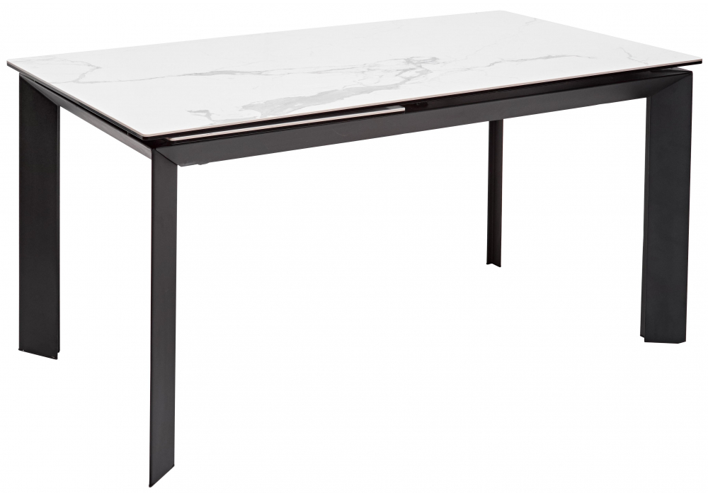 Стеклянный стол Cremona 140 matte statuario белый мрамор матовый / черный
