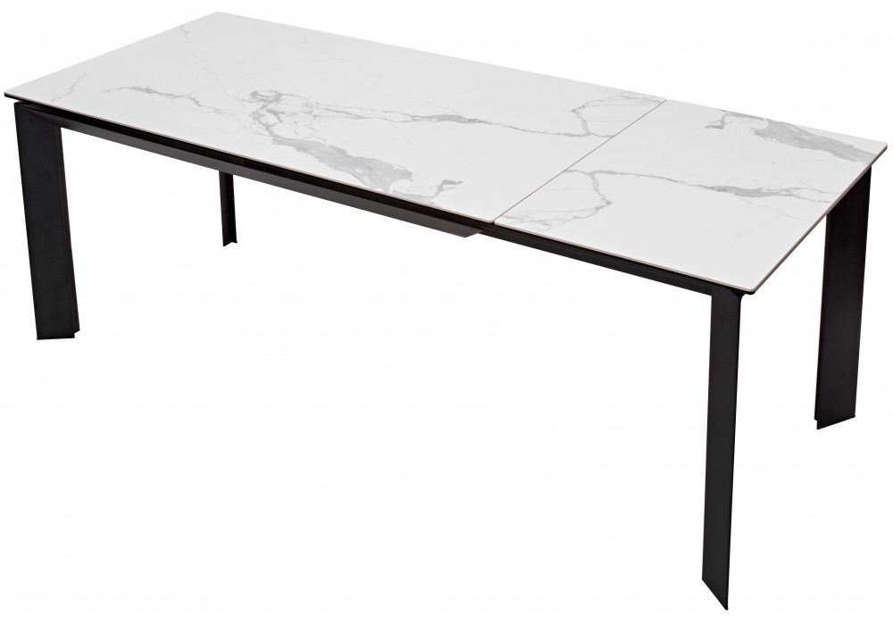 Стеклянный стол Cremona 140 matte statuario белый мрамор матовый / черный