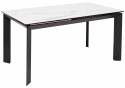 Стеклянный стол Cremona 140 matte statuario белый мрамор матовый / черный