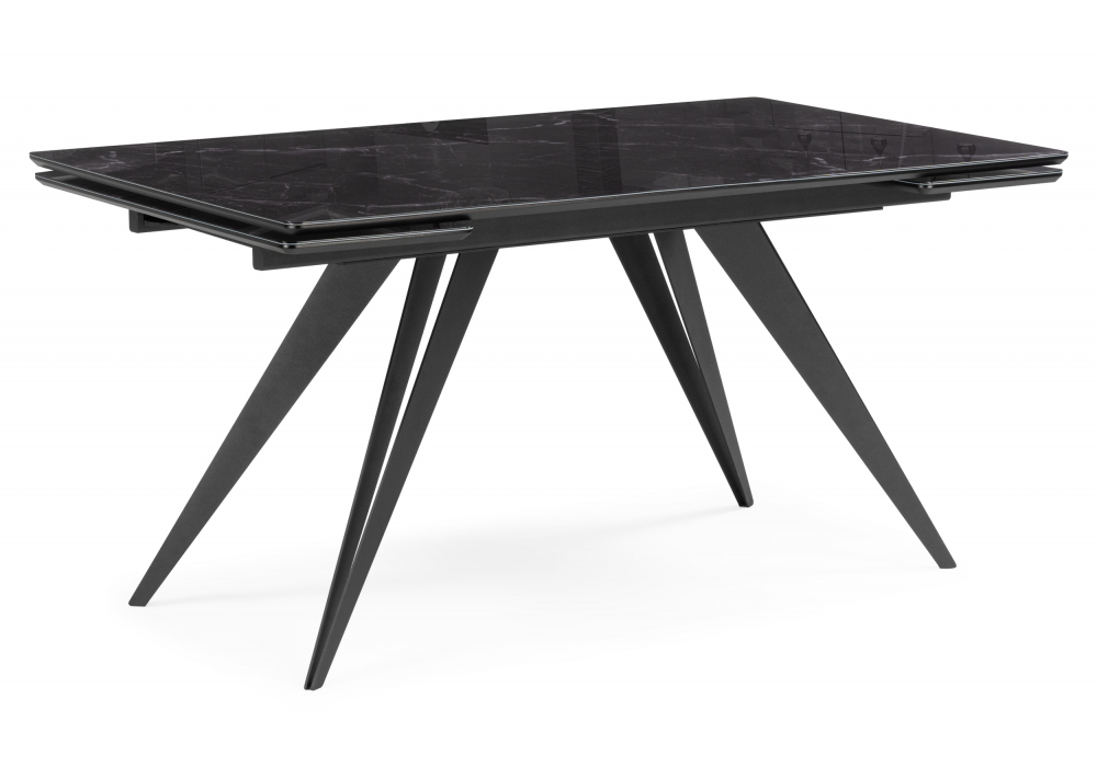 Стеклянный стол Дарвин 140(200)х80 черный мрамор / черный
