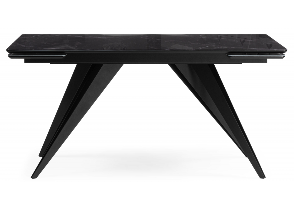 Стеклянный стол Дарвин 140(200)х80 черный мрамор / черный
