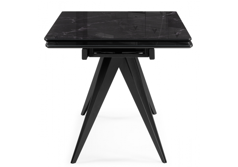 Стеклянный стол Дарвин 140(200)х80 черный мрамор / черный