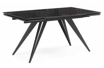 Стеклянный стол Дарвин 140(200)х80 черный мрамор / черный