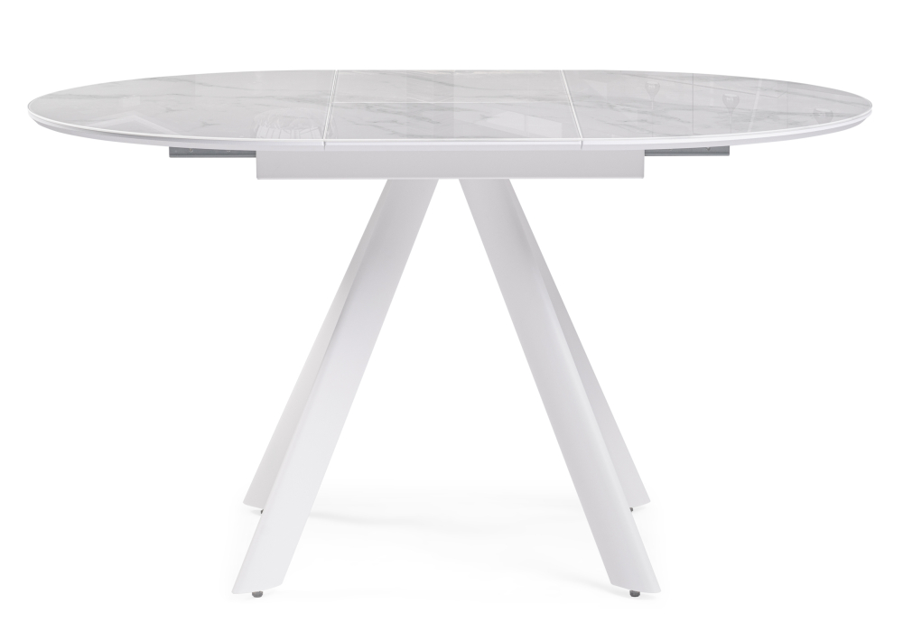 Стеклянный стол Галвестон 100х76 белый мрамор / белый