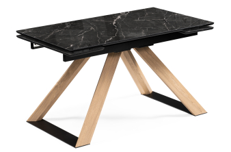 Керамический стол Готланд 160(220)х90х79 черный мрамор / черный